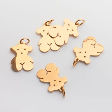 Zawieszka stali chirurgicznej miś w kolorze złotym 16mm PVD