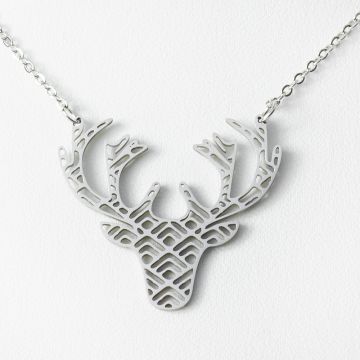 Naszyjnik ze stali chirurgicznej  jeleń w kolorze srebrnym 48cm
