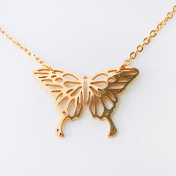 Naszyjnik ze stali chirurgicznej motyl w kolorze złotym 47cm