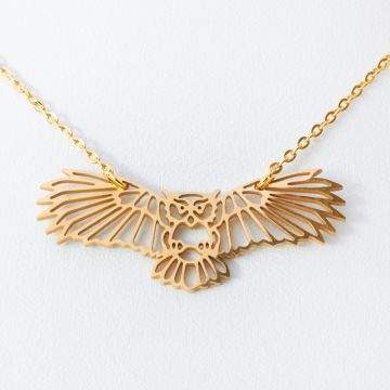 Naszyjnik ze stali chirurgicznej sowa w kolorze złotym 47cm