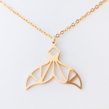 Naszyjnik ze stali chirurgicznej ogon syreny w kolorze złotym 45cm