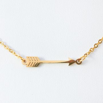 Naszyjnik ze stali chirurgicznej strzałka w kolorze złotym 47cm