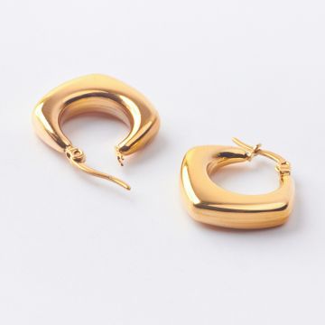 Duże kolczyki trójkąty dmuchane ze stali chirurgicznej w kolorze złotym 20x23,5mm