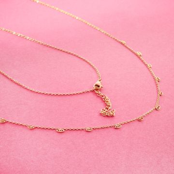 Naszyjnik z mini zawieszkami ze stali chirurgicznej oczko  w kolorze złotym 40cm