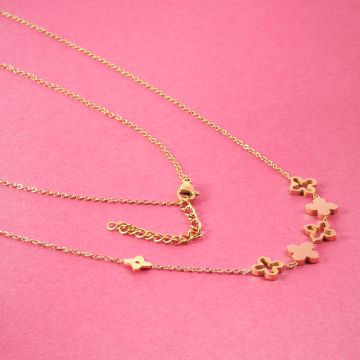 Naszyjnik z mini zawieszkami ze stali chirurgicznej krzyże w kolorze złotym 40cm