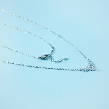 Naszyjnik z mini zawieszkami ze stali chirurgicznej ażur w kolorze srebrnym 40,5cm