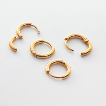 Kolczyki koła ze stali chirurgicznej w kolorze złotym 12mm