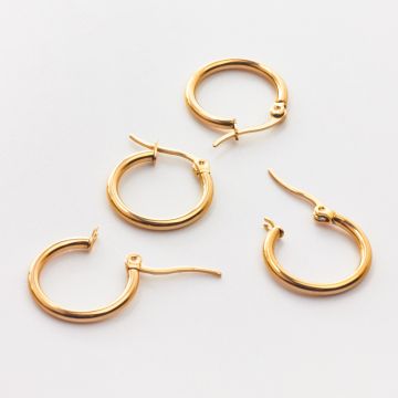 Kolczyki koła ze stali chirurgicznej w kolorze złotym 18mm