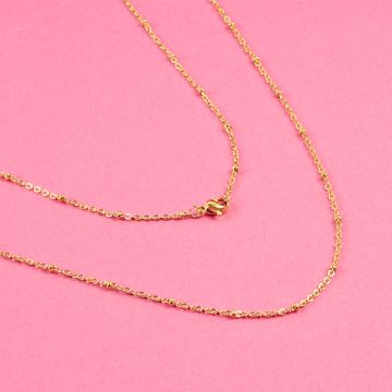 Łańcuszek ze stali chirurgicznej z oponkami w kolorze złotym 71cm