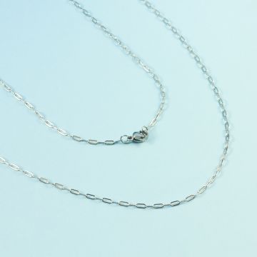 Łańcuszek ze stali chirurgicznej płaskie owale w kolorze srebrnym 46cm