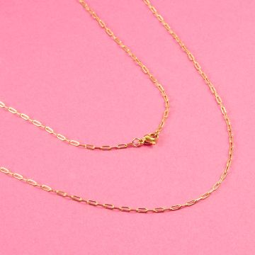 Łańcuszek ze stali chirurgicznej płaskie owale w kolorze złotym 46cm