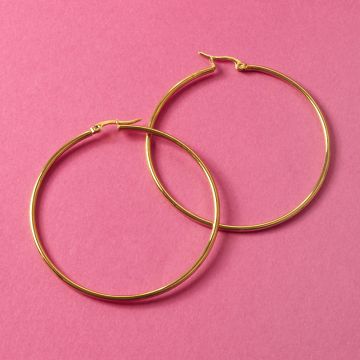 Kolczyki koła ze stali chirurgicznej w kolorze złotym 60mm