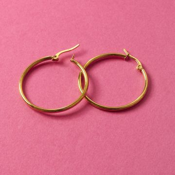 Kolczyki koła ze stali chirurgicznej w kolorze złotym 35mm