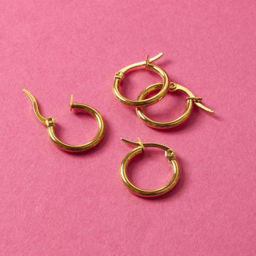 Kolczyki koła ze stali chirurgicznej w kolorze złotym 16mm