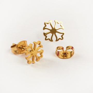 Kolczyki ze stali chirurgicznej krzyż celtycki w kolorze złotym 8,8mm