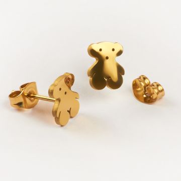 Kolczyki ze stali chirurgicznej miś w kolorze złotym 7x8,8mm