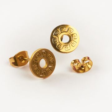 Kolczyki ze stali chirurgicznej kółko ażurowe w kolorze złotym 9mm Kolczyki ze stali chirurgicznej kółko ażurowe w kolorze złotym 9mm