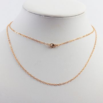 Łańcuszek ze stali chirurgicznej owal płaski z zapięciem w kolorze złotym 75cm