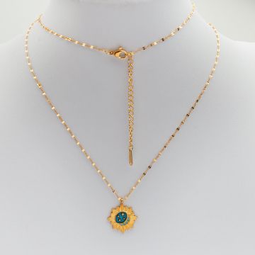 Łańcuszek ze stali chirugicznej z emaliowaną zawieszką w kolorze złotym 48cm