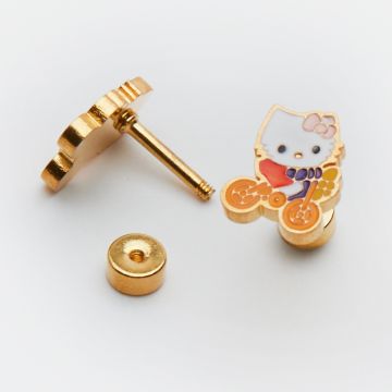 Kolczyki sztyfty dziecięce ze stali chirurgicznej Hello Kitty w kolorze złotym 9,5mm
