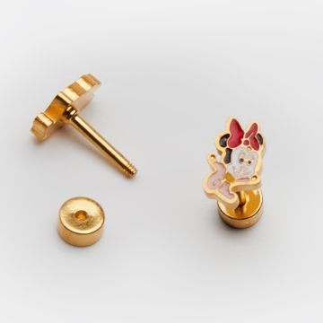 Kolczyki sztyfty dziecięce ze stali chirurgicznej Myszka Minnie w kolorze złotym 8mm