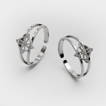 Pierścionek regulowany ze stali chirurgicznej z koniczyną marokańską w kolorze srebrnym 20mm