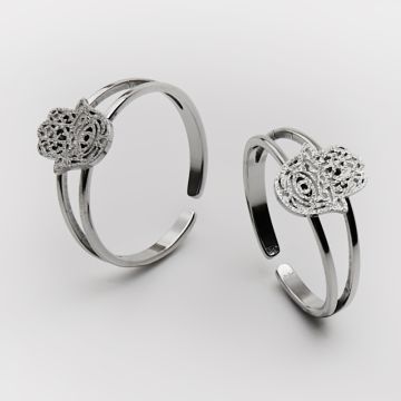 Pierścionek regulowany ze stali chirurgicznej z ręką fatimy w kolorze srebrnym 20mm