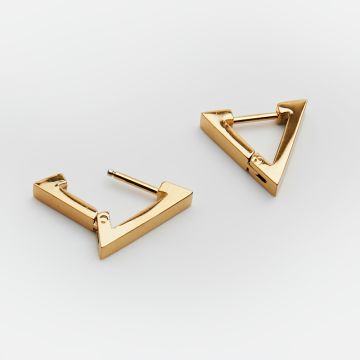 Kolczyki kajdanki ze stali chirurgicznej trójkąty w kolorze złotym 13mm