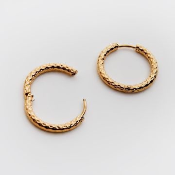 Kolczyki kajdanki ze stali chirurgicznej koła karbowane w kolorze złotym 21mm