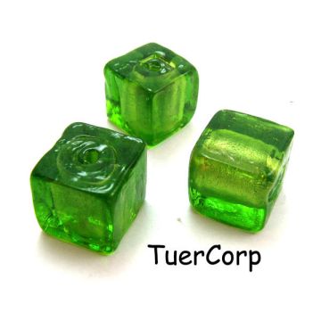 Szkło weneckie kostka zielona 15mm