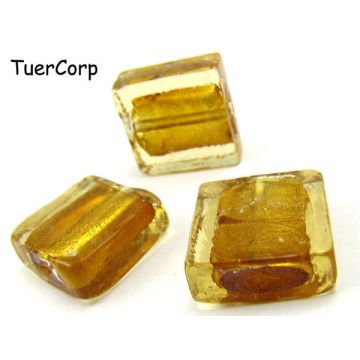 Szkło weneckie kwadrat złoty 15mm Szkło weneckie kwadrat złoty 15mm