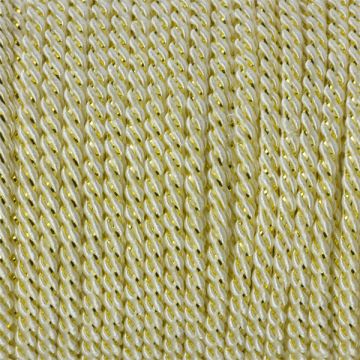 Sznurek kremowy skręcany ze złotą nicią 3mm