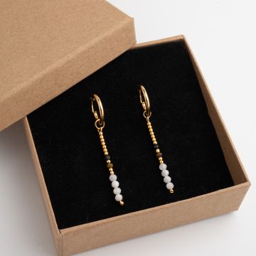 Kolczyi z kamieniem księżycowym 3mm