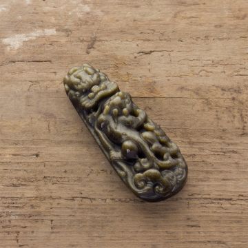 Zawieszka z obsydianu złotego ręcznie rzeźbiona 60mm