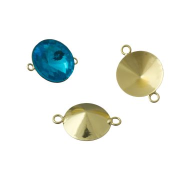 Baza do rivoli z dwoma oczkami kolor złoty 14mm