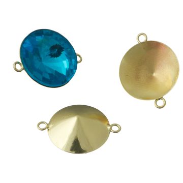 Baza do rivoli z dwoma oczkami kolor złoty 18mm