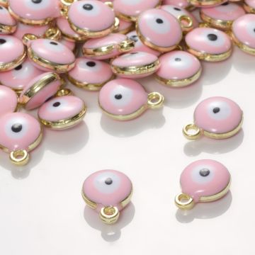 Zawieszka emaliowana oczko blady róż 10mm