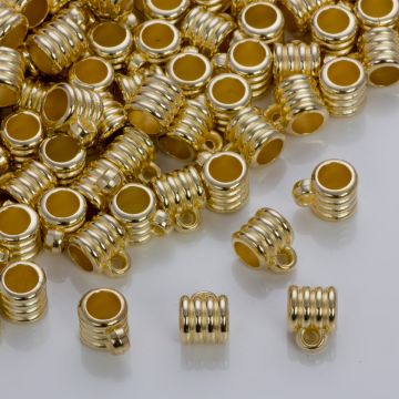 Szeroka krawatka rowkowana do rzemieni w złotym kolorze 6mm