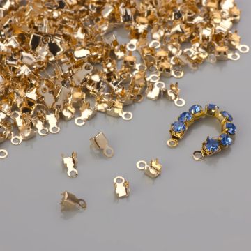 Końcówki do taśm z kryształkami 3mm real gold color