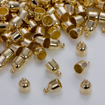 Okrągłe końcówki do rzemieni i sznurków w złotym kolorze 6,5mm