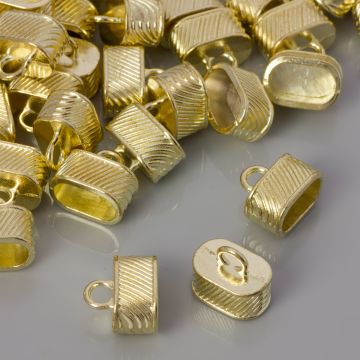 Końcówka do rzemieni pasiasta light gold 12x7mm