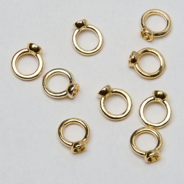 Końcówki okrągłe do nici, linek, sznureczków mosiądz pozłacany 14k Au585 0,7mm