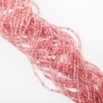 Kryształ górski truskawkowy kulka fasetowana 4mm