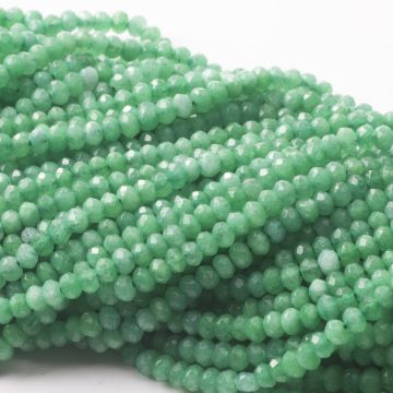 Jadeit oponka fasetowana zielona 4x2mm Jadeit oponka fasetowana zielona 4x2mm