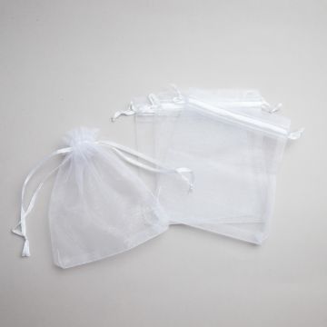 Woreczki z organzy do biżuterii 10x12cm biały