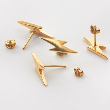 Srebrne kolczyki pioruny AG925 pozłacane 18x5mm