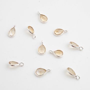 Cytryn łezka fasetowana w okuciu zawieszka AG925  6,5x4,5mm