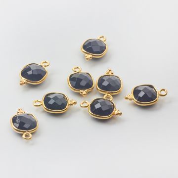 Zawieszka onyks kwadrat fasetowany w okuciu AG925 pozłacany 8mm