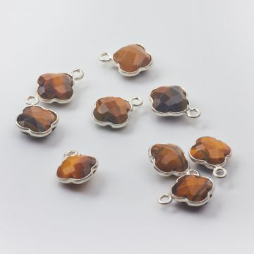 Zawieszka tygrysie oko koniczyna marokańska fasetowana w okuciu AG925 8mm