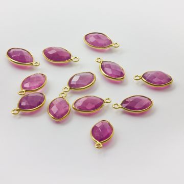 Zawieszka ametyst fasetowany wrzeciono w okuciu AG925 pozłacane 12x8mm